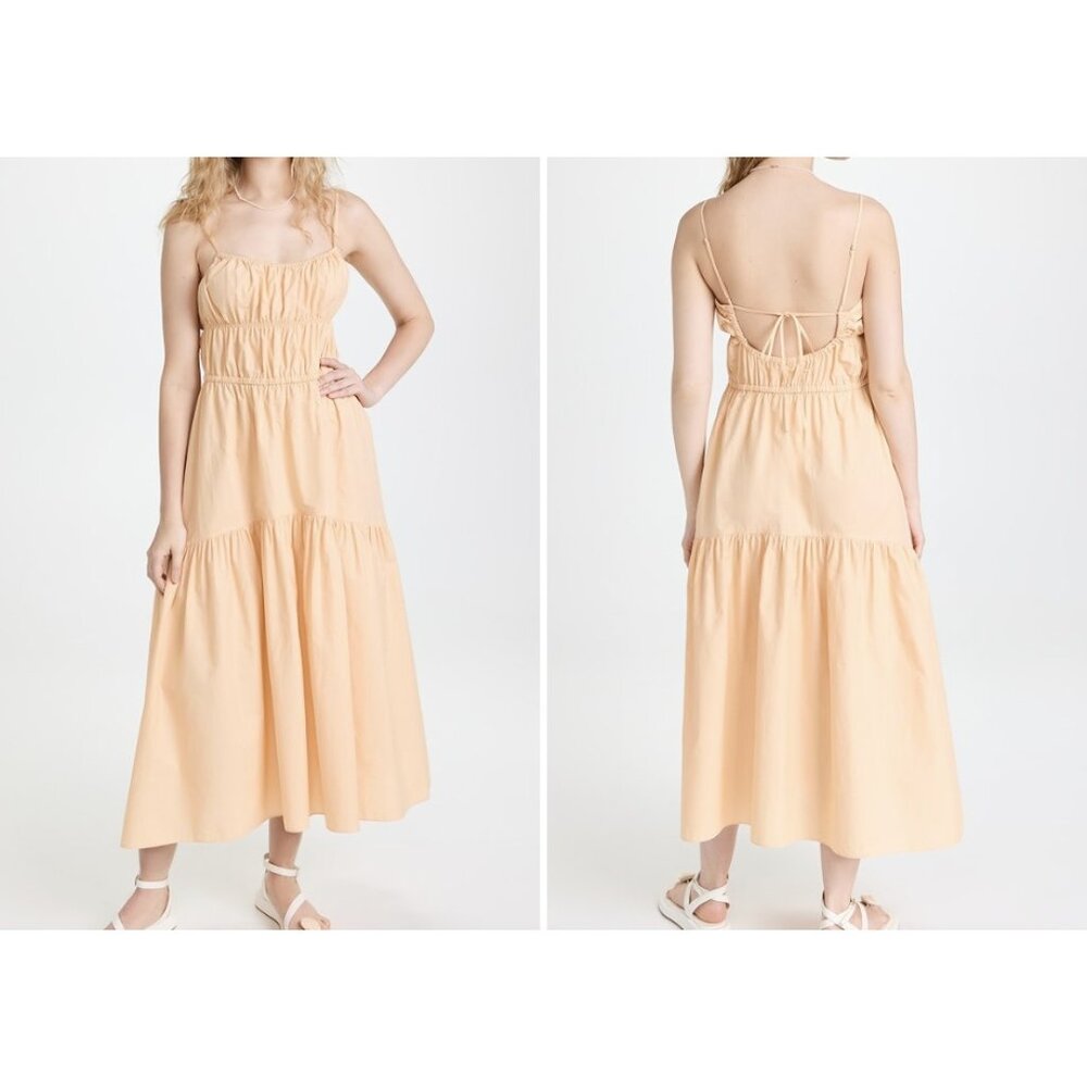 Vince Ruched Tie Back Cami Dress Peach ( M )